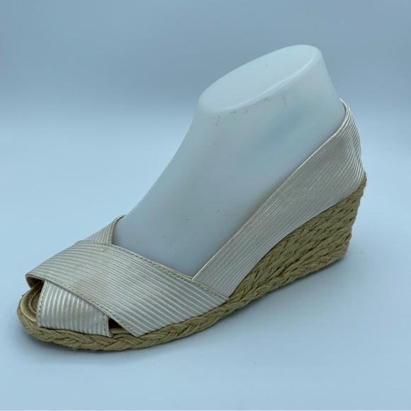 Ralph Lauren Cecilia Wedge Heels Peep Toe Slide On Shoes Sz 7.5 B Champaign - Picture 7 of 9